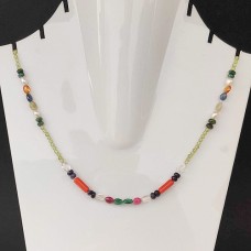 Multi Gemstone Coral Beads Navratna necklace
